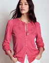 Boden Pippa Broderie Jersey Shirt-rose Pink Female  In Red
