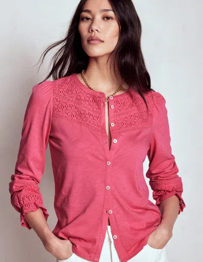 BODEN PIPPA BRODERIE JERSEY SHIRT-ROSE PINK FEMALE BODEN
