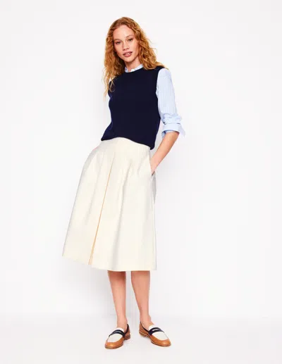 Boden Pleat Detail Midi Skirtivory Women  In White