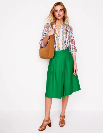 Boden Pleat Detail Midi Skirtrich Emerald Women  In Green