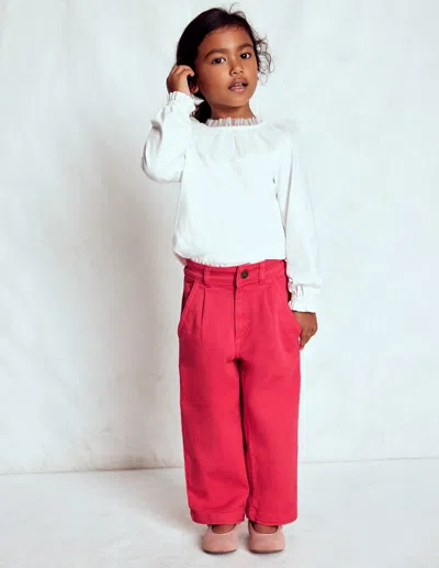 Boden Kids' Pleat Jeans Raspberry Pink  In Red