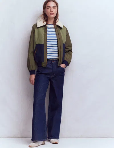 Boden Pleat Sleeve Stripe Top Beaucoup Blue And Ivory Stripe