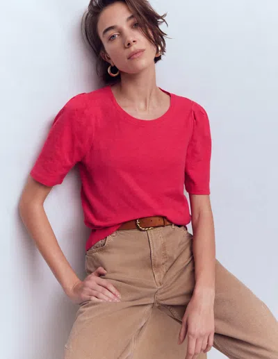 Boden Pleat Sleeve T Shirt Virtual Pink  In Red