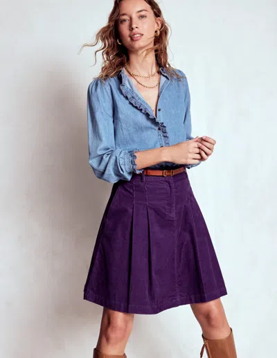 Boden Pleated Cord Skirt Mystical Purple  In Multi