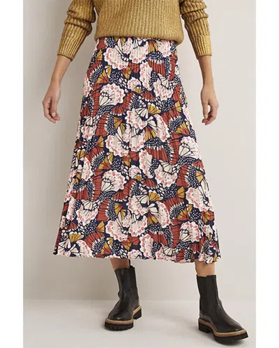 Boden Pleated Crepe Midi Skirt In Multi