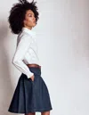 Boden Pleated Denim Skirt-indigo Female  In Blue