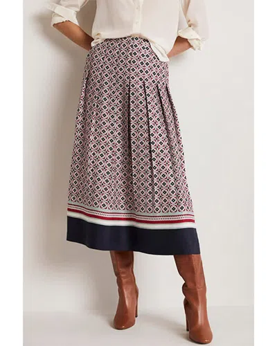 Boden Pleated Printed Midi Skirt In Gray