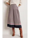 Boden Pleated Printed Midi Skirt