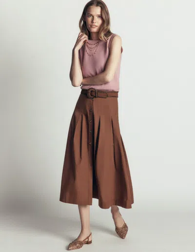 Boden Plisseerock Mit Hohem Bund In Umbra | Grösse 48 In Brown