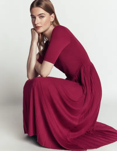 Boden Plissiertes Jersey-midikleid In Rot | Grösse 30 In Red