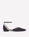 Boden Pointed Toe Cap Flats Navy Suede/denim Women  In Blue