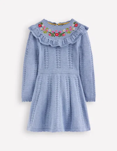 Boden Kids' Pointelle-strickkleid-gletschersee Meliert In Blue