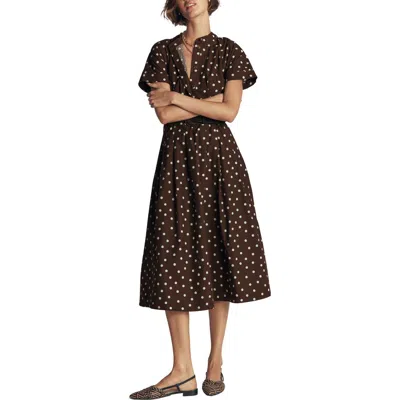 Boden Polka Dot Cotton Poplin Midi Dress In Multi