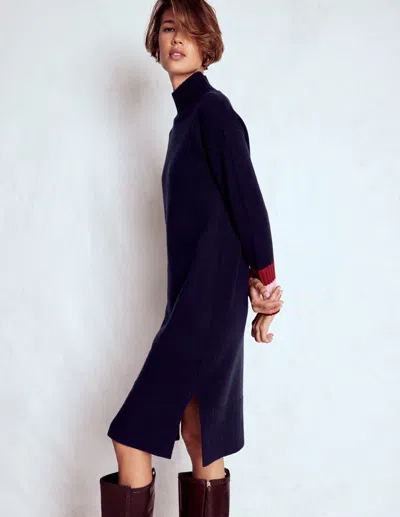 Boden Polly Merino Knitted Dress Navy  In Blue