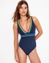 Shop Boden Porto Vneck Swimsuitnavy Rik Rak Women  In Navy Rik Rak