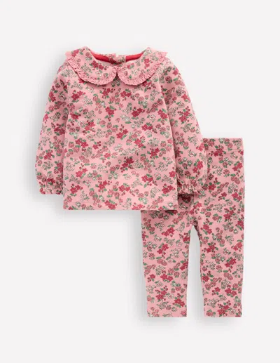 Boden Babies' Pretty Collar Sweat Set Pink Floral
