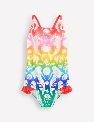 Boden Kids' Pretty Crossback Swimsuitpink Ombre Mermaids Girls  In Multi