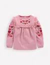 Boden Pretty Embroidered Top Vintage Pink Embroidery  In Pink
