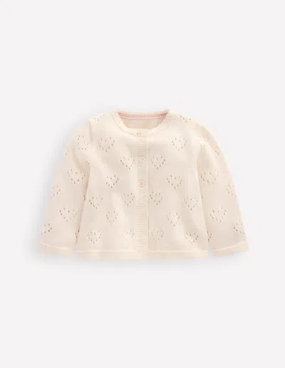 Boden Babies' Pretty Pointelle Cardigan Ivory Girls  In White