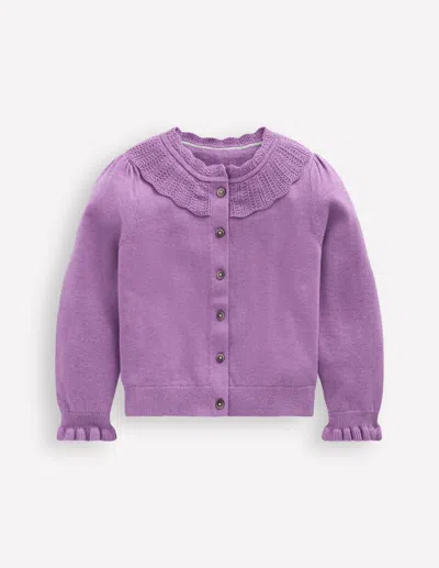 Boden Kids' Pretty Ruffle Cardigan-aster Purple Marl Female