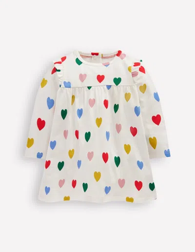 Boden Babies' Printed Jersey Dress Rainbow Hearts Girls  In Multi