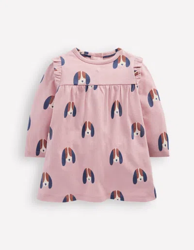 Boden Babies' Printed Jersey Dress Rose Pink Dogs Girls