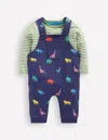 Boden Printed Jersey Dungaree Set-multi Prehistoric Animals Male  In Multi