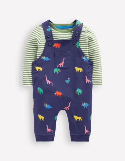 Boden Babies' Printed Jersey Dungaree Set-multi Prehistoric Animals Male