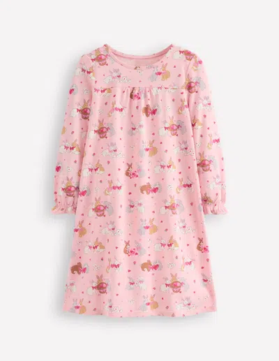 Boden Kids' Printed Longsleeved Nightiechalk Pink Love Bunnies Girls