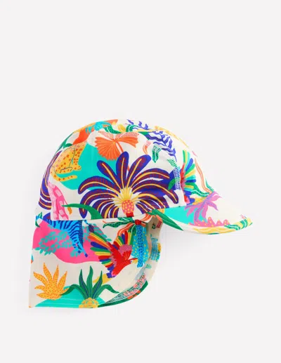 Boden Babies' Printed Sun Safe Hat Soft Ivory Multi Jungle Girls