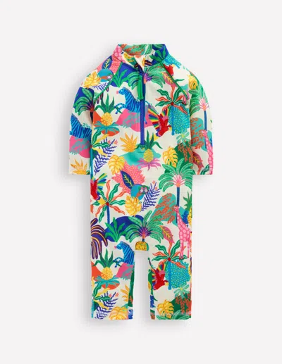 Boden Babies' Printed Sun Safe Surfsuitsoft Ivory Multi Jungle Girls