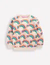 Boden Bedrucktes Sweatshirt-haferbeige Meliert Regenbogenherzen In Multi