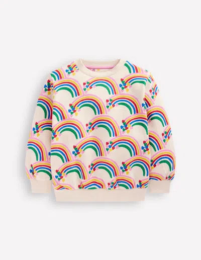 Boden Kids' Bedrucktes Sweatshirt-haferbeige Meliert Regenbogenherzen In Multi