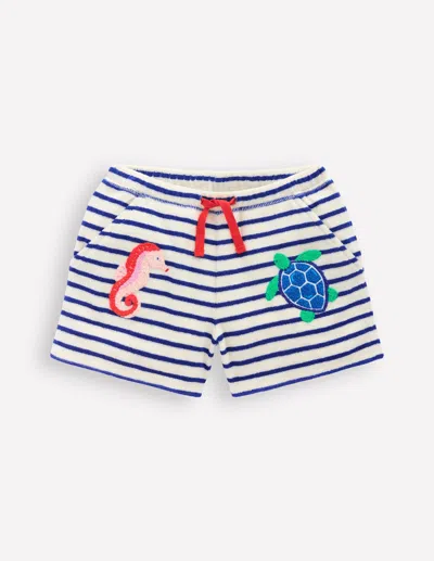 Boden Kids' Printed Towelling Shortsoft Ivory/bright Blue Sea Girls