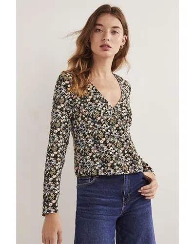 Boden Printed V-neck Top In Green