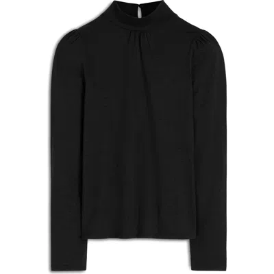 Boden Puff Shoulder Jersey Top In Black