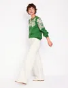 Boden Puff Sleeve Cutwork Sweatshirt Paradise Green Women  In Green