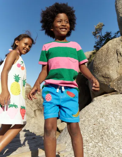 Boden Kids' Pullon Cotton Shortsfruit Embroidery Boys