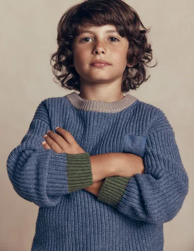 Boden Kids' Pullover Mit Kontrasttasche In Blau | Grösse 98 In Blue