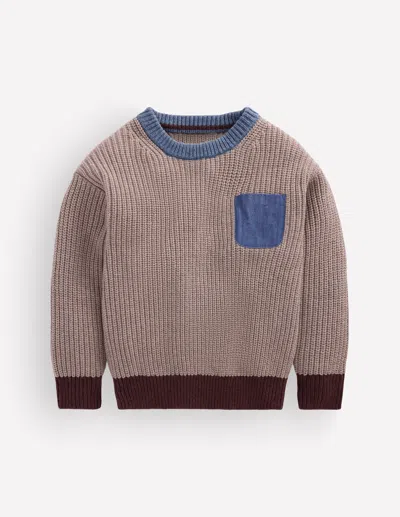 Boden Kids' Pullover Mit Kontrasttasche In Grau | Grösse 98 In Animal Print