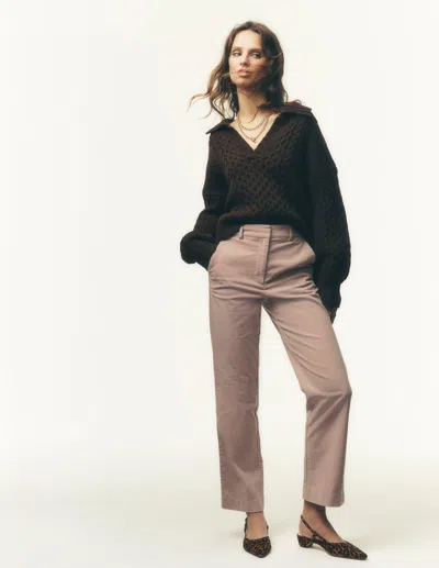 Boden Pullover Mit Zopfmuster Und Kragen In Umbra | Grösse Xs In Brown