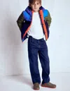 Boden Quilted Borg Jacket Classic Khaki Colourblock  In Multi