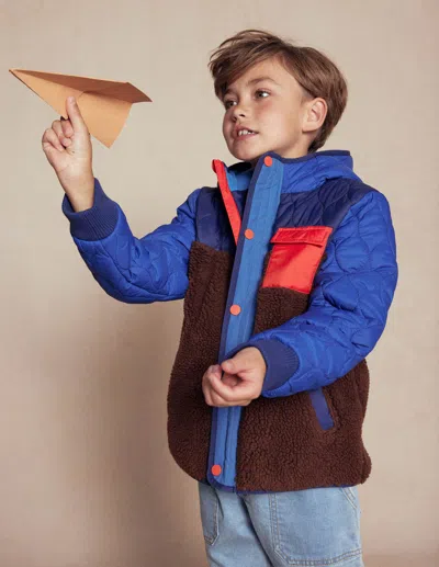 Boden Kids' Steppjacke Mit Teddyfell-dunkle Blockfarben In Multi
