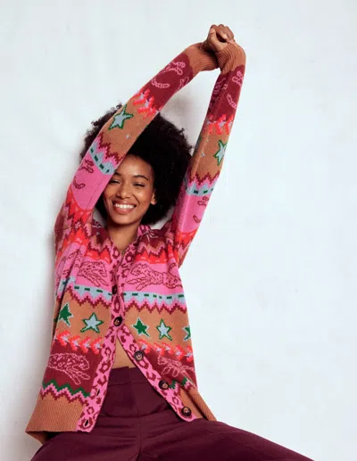 Boden Quinn Boyfriend Cardigan Camel, Cheetahs  In Multi