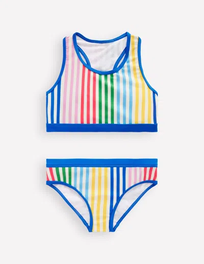 Boden Kids' Racerback Bikini Hotchpotch Stripe Girls  In Multi