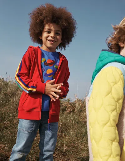 Boden Kids' Rainbow Zipup Hoodiecherry Tomato Red Boys