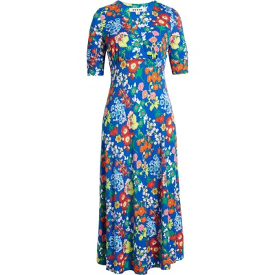Boden Rebecca Jersey Midi Dress In Blue Wildflower Cluster | ModeSens
