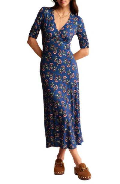 halter neck dress floral Green and Ivory Floral Satin Mock Halter Neck Tiered Maxi Dress main image 0