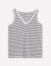 Boden Regular V-neck Slub Vest Navy, Ivory Stripe Women  In Navy/ Ivory Stripe