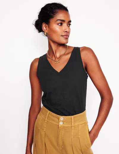 Boden Regular Vneck Slub Tankblack Women  In Blue
